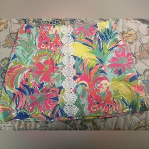 Lilly Pulitzer Colorful Floral Fabric with Lace Accent